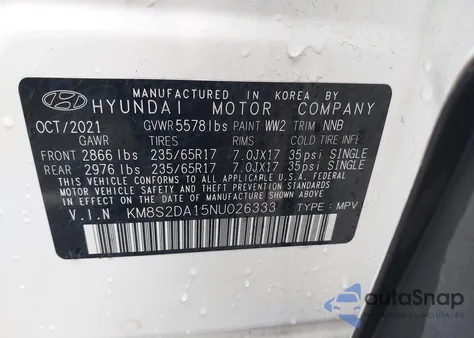 2022 Hyundai Santa Fe Hybrid Blue z USA, uszkodzony, nr VIN KM8S2DA15NU026333